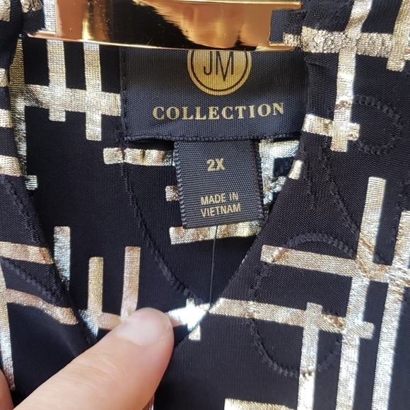 Jm Collection Plus Size Printed Jacquard Top 2x - Picture 3 of 6